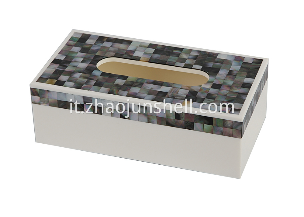 black mother of pearl rectangular tissue box